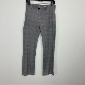 Betabrand plaid houndstooth stretch pants black white medium petite